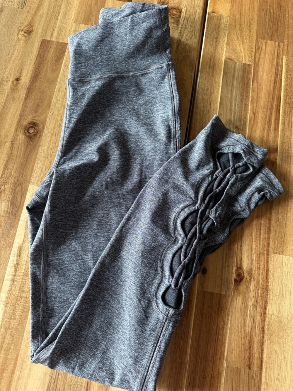 lululemon athletica Heather Gray Leggings with Side Lattice Detail
